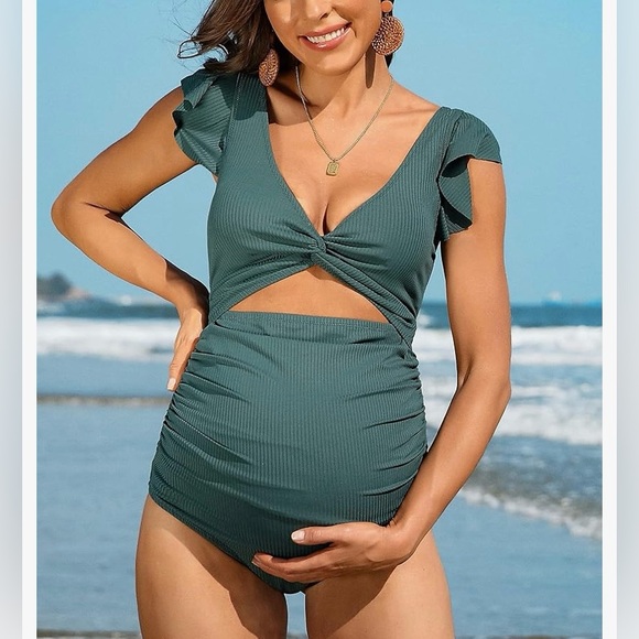 NWT - Ruffle Maternity One-Piece Swimsuit - Picture 2 of 7